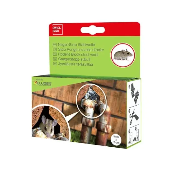 Retur ușor Vata de otel Swissino Rodents Stop pentru oprirea rozatoarelor, 5 x 50 cm