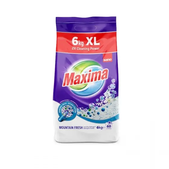 Cumpărături sigure Detergent pudra Sano Maxima Mountain Fresh, 60 spalari, 6 kg