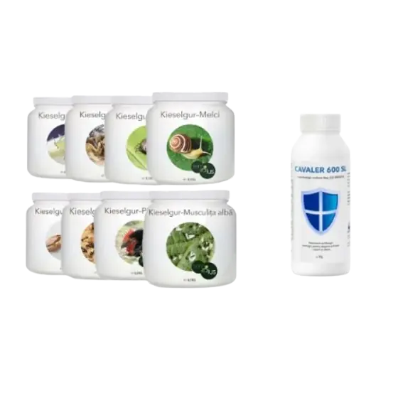 Pachet promotional EcoHome Kieselgur 8 – Melci, Furnici, Gandaci, Afide, Musculita Alba, Capuse, Purici, Paduchi de Gaina, 8 flacoane x 500 grame Vezi acum