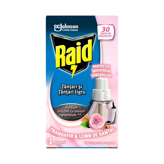 Rezerva aparat electric cu parfum de trandafiri si lemn santal Raid, 21 ml Retur ușor