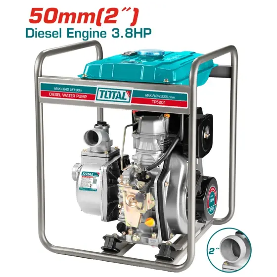 Livrare rapidă TOTAL Pompă industrială cu motor diesel, 2", 32 m³/h, 30 m, 2.8 kW