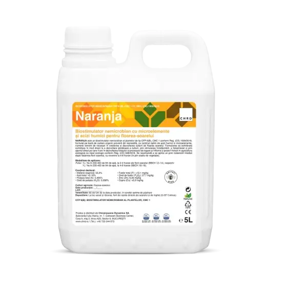 Reducere specială Biostimulator nemicrobian cu microelemente si acizi humici pentru floarea-soarelui, Naranja, 5 l