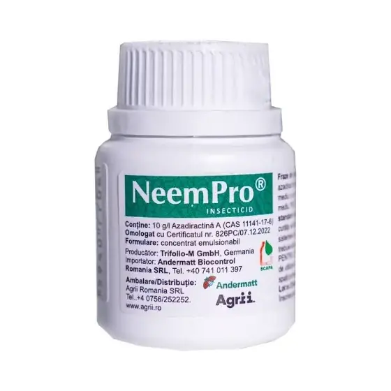 Biopreparat auxiliar Neempro, 30 ml, Omologat, Translaminar, Tomate, Ardei, Mar, Ornamentale Nu rata