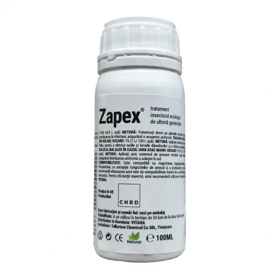 Biopreparat auxiliar Zapex, 100 ml, SemPlus, Foliar, Fertigare, Tomate, Ardei, Solar, Tuta absoluta Cel mai bun preț
