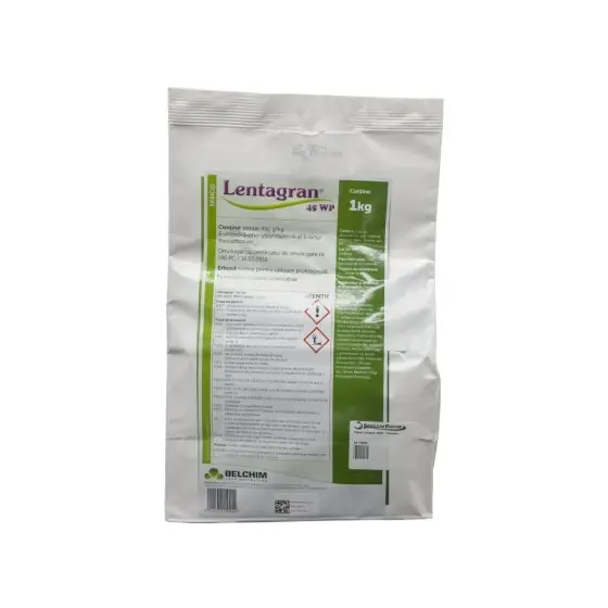 Erbicid de contact pentru combaterea buruienilor dicotiledonate anuale la o gama larga de culturi horticole (ceapa, praz, varza, conopida, broccoli, marar, mazare) si agricole (porumb zaharat, lucerna, lupin, trifoi rosu), Lentagran 45 WP, 1 kg Reducere de preț