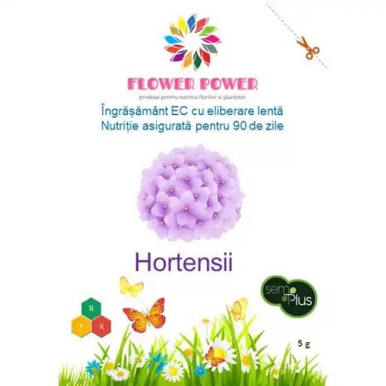 Ingrasamant Flower Power pentru hortensii cu eliberare lenta, efect 90 zile, 5 grame, SemPlus Vezi acum