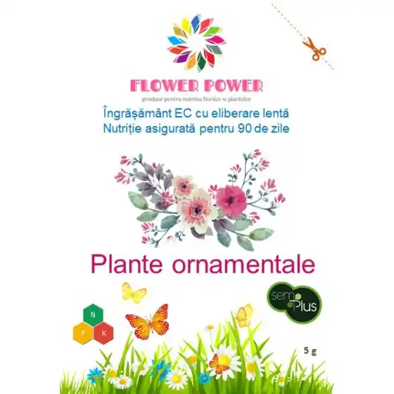 Doar azi Ingrasamant Flower Power pentru plante ornamentale cu eliberare lenta, efect 90 zile, 5 grame, SemPlus