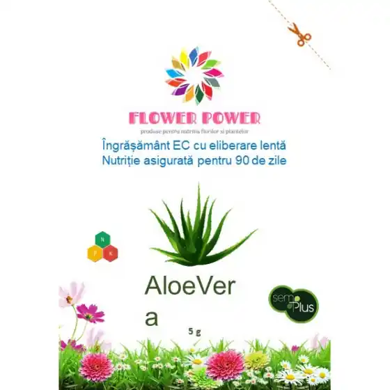 Ingrasamant Flower Power pentru aloe vera cu eliberare lenta, efect 90 zile, 5 grame, SemPlus Cumpărături sigure