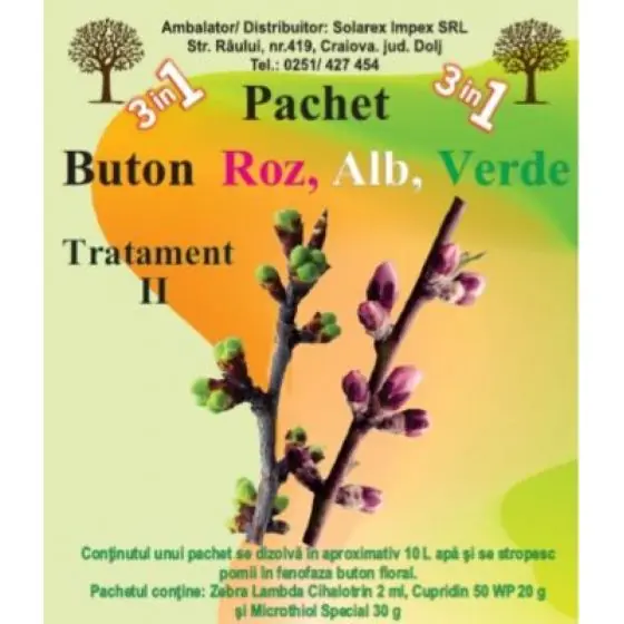 Pachet tratament pomi pentru fenofaza butonului floral(buton roz, alb, verde) pentru 50 l apa Livrare rapidă