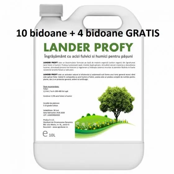 Cumpără acum Pachet promotional Ingrasamant cu acizi humici si fulvici pentru pasuni, Lander Profy, 10 l, 10+4 GRATIS