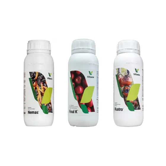 Pachet fermier mic, Insecticid ecologic Nemas, 500 ml + Fertilizant lichid Final K, 500 ml + Tratament antifungic Kuatro, 500 ml Ofertă limitată