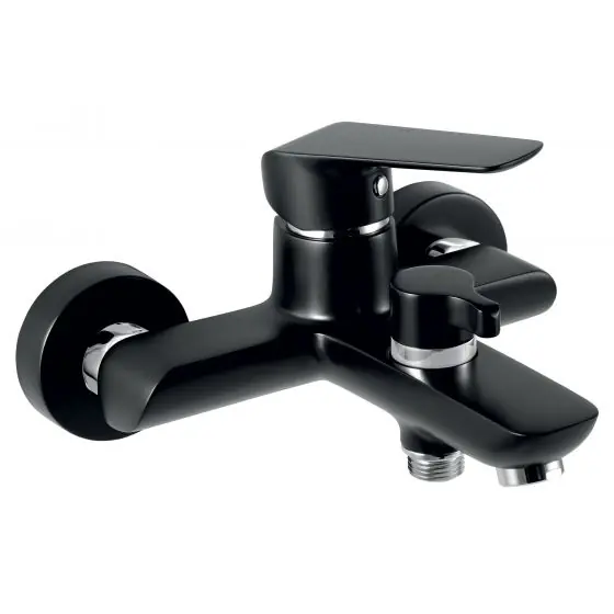 Disponibil imediat Baterie Perete Cada/Dus Tina, Negru/Crom Fara Accesorii, Ferro