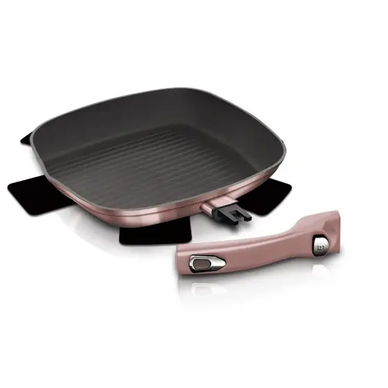 Tigaie grill, 28 cm, cu mâner detașabil, colecția I-Rose - BH/6086 Doar azi