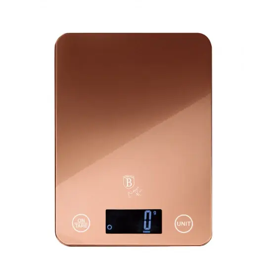 Cântar de bucătărie digital din sticlă, capacitate 5 kg, rose gold - BH/9352 Plată sigură