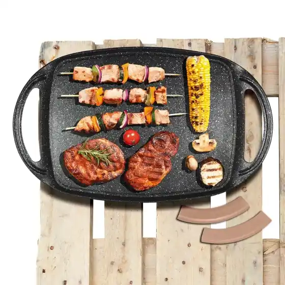 Preț redus Set tigaie/placă grill, 3+2 piese, Metallic Line Rose Gold Edition - BH/1669