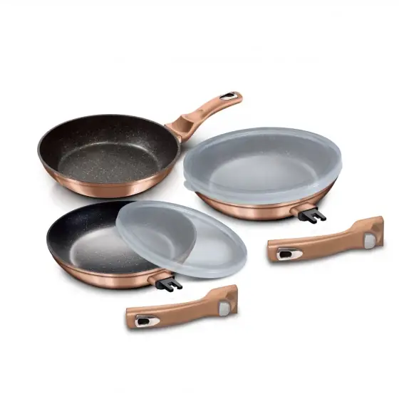 Ultima șansă Set 5 piese tigăi cu mâner detașabil, Metallic Line Rose Gold Edition - BH/7054