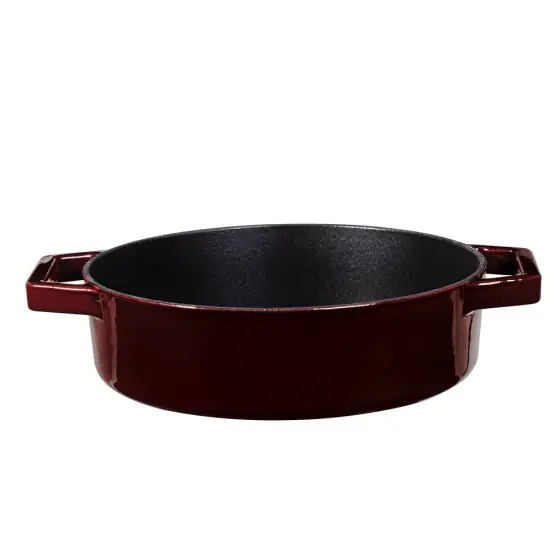 Chilipir Cratiță joasă, 26 cm, fontă, burgundy - BH/6498