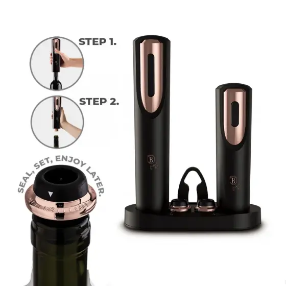 Set electric desfăcător de vin, 6 în 1, negru-rose gold - BH/9134 Cumpără online