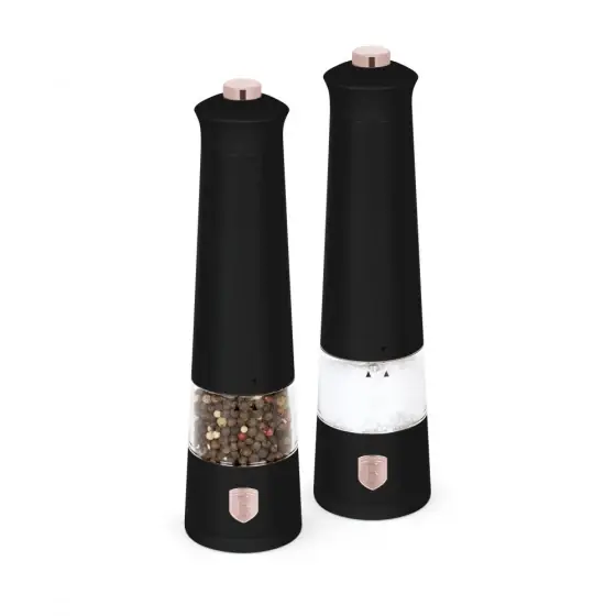 Râșniță electrică pentru piper și sare, set 2 bucăți, negru - rose gold - BH/9499 Cel mai vândut