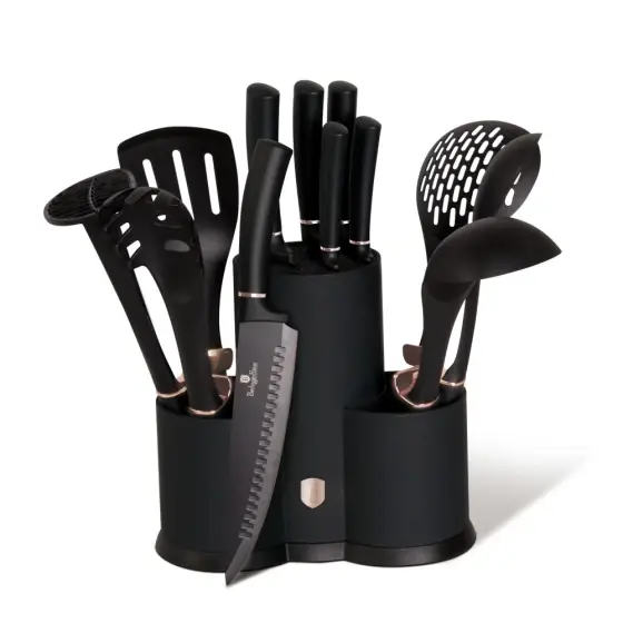 Set de 12 piese cu cuțite și ustensile, negru-rose gold - BH/6254NAL Reduceri
