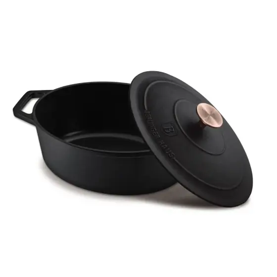 Tavă ovală pentru friptură, 30 cm, fontă, negru mat - BH/6494 Mai ieftin