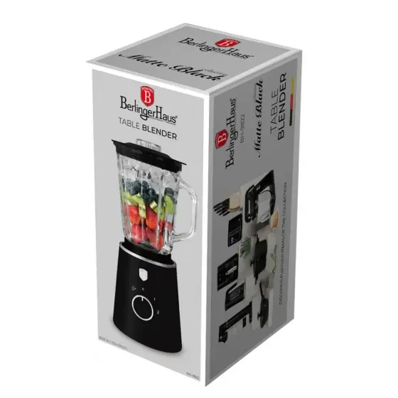 Cel mai bun preț Blender de masă cu borcan din STICLĂ 1,5 L, 1000 W, negru mat - BH/9822