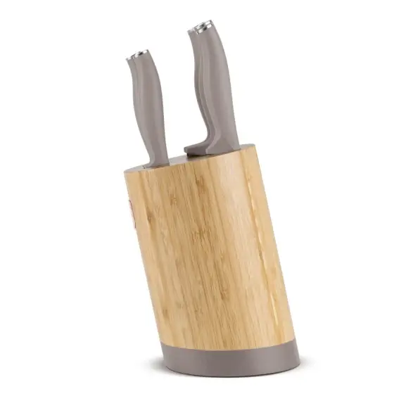 Set 6 cuțite cu suport din BAMBUS, taupe mat - BH/2756 Discount