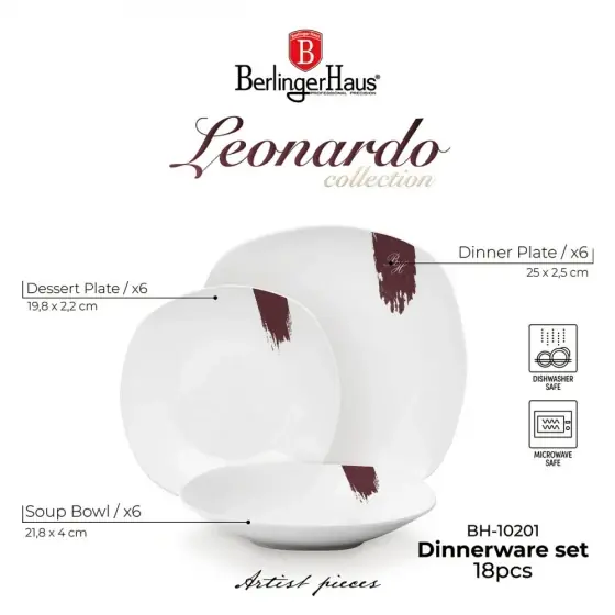 Cel mai vândut Set veselă 18 piese, bordeaux - BH/10203