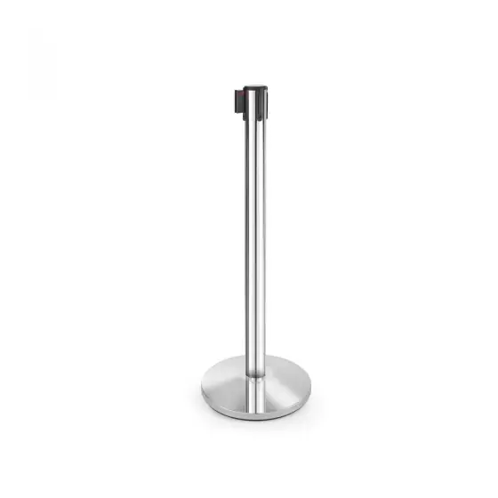 Reducere Stalp de delimitare, acces sau ghidare cu banda retractabila neagra, finisaj tip oglinda Hendi, Inox, diametru baza 360 mm, inaltime stalp 1010 mm