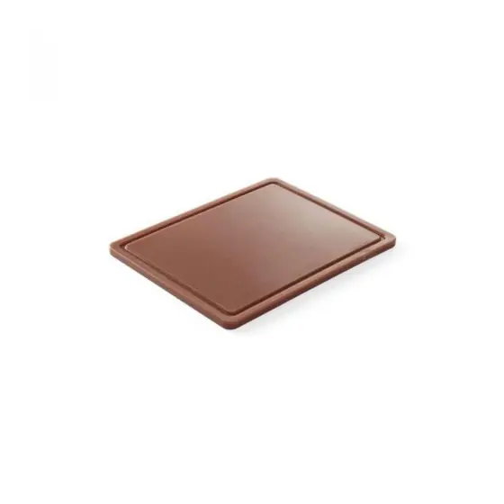 Tocator maro, 26.5x32.5x(H)1.2 cm - GN1/2, cu sant de scurgere, polietilena HDPE 500, respecta normele de igiena HACCP, Hendi Ofertă exclusivă