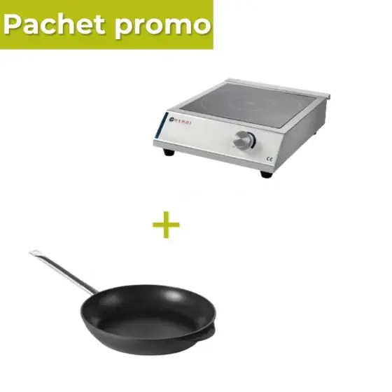 Cel mai bun preț Pachet Plita inductie 3500W + Tigaie Titanium 29cm