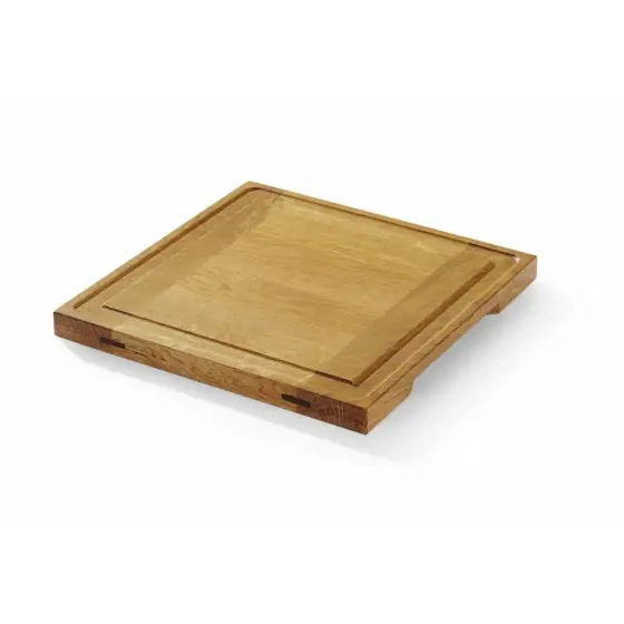 Cumpărături sigure Platou de servire din stejar, HENDI, 270x270x(H)20mm