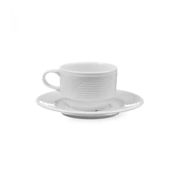 Popular Farfurie suport ceasca, diametru 15 cm, portelan alb cu margini intarite, Hendi, gama SATURN