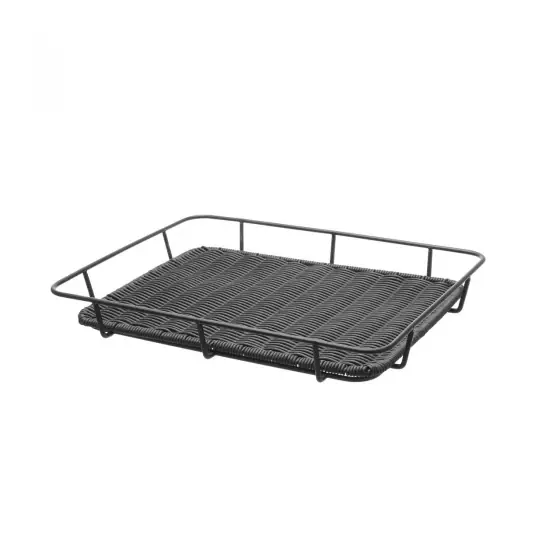 Preț promoțional Cos servire pentru paine cu suport metalic Hendi, 400x300x(H)50 mm, Negru