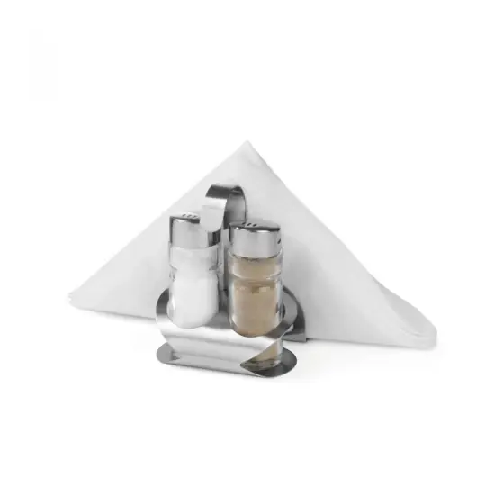 Ieftin Set condimente / oliviera, Hendi, 3 piese: sare, piper, suport servetele, 85x75x(H)115 mm.