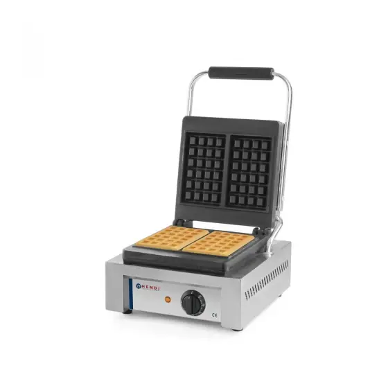 Ultima șansă Aparat preparare vafe/waffles, profesional, Hendi, 1500W, suprafata gatire din fonta cu start anti-lipire, 480x320x(H)226 mm