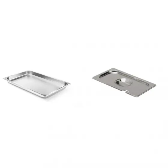 Pachet Tava Hendi Gastronorm GN 1/1 40 mm 5.3 lt - gama Profi Line, otel inoxidabil plus capac Hendi Gastronorm cu fanta pentru lingura servire GN 1/1 Comandă acum