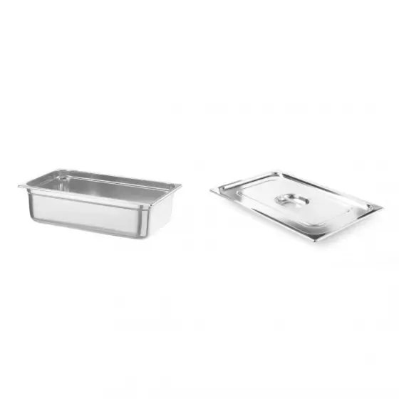 Pachet Tava Gastronorm GN 1/1, adancime 150 mm, 19.8 litri, gama Hendi Profi Line, otel inoxidabil plus capac Hendi Gastronorm fara fanta pentru lingura servire GN 1/1 Retur ușor