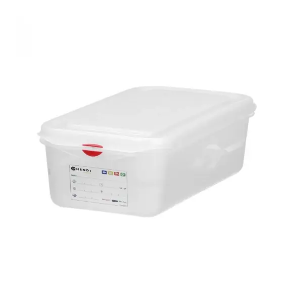 Mai ieftin Recipient GN 1/4 din polipropilena, HENDI, GN 1/4, 4,3L, Transparent, 265x162x(H)150mm, Dreptunghiular
