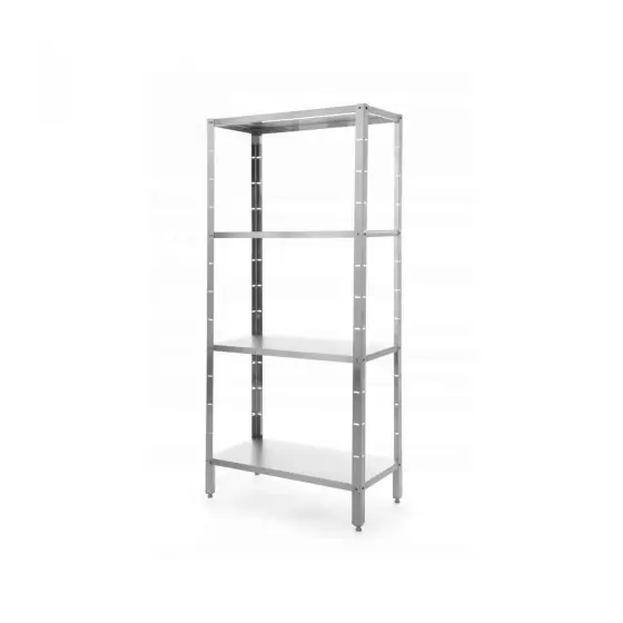 Plată securizată Raft metalic pentru depozitare cu 4 polite, sustine 50 kg/polita, Inox, 1200x500 (H) 1800 mm, Revolution by Hendi