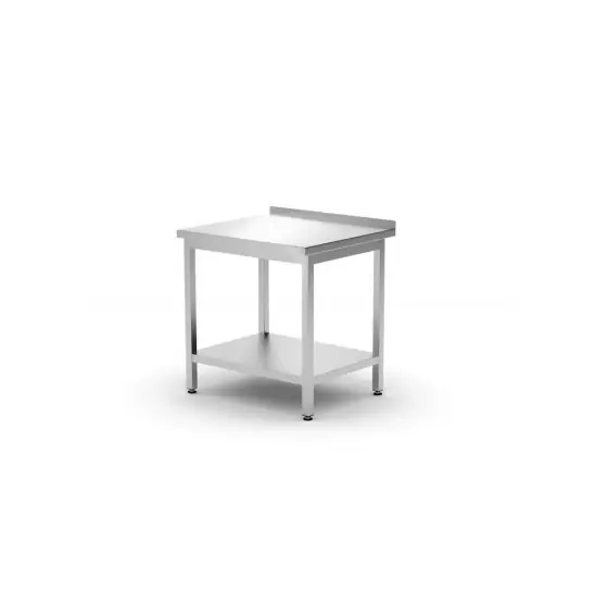 Noutate Masa de lucru din inox Hendi, cu rebord si polita pregatita pentru ansamblare, 800x700xh850mm