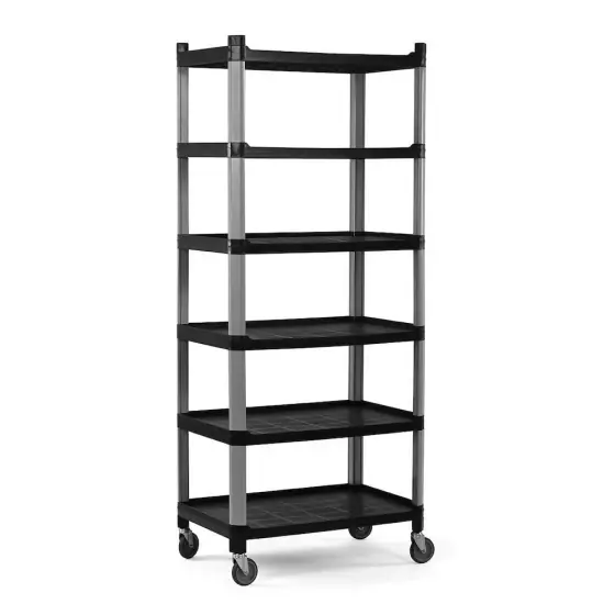 Carucior din polipropilena cu 6 rafturi, Hendi, Negru, 800x520x(H)1880mm Reducere de preț