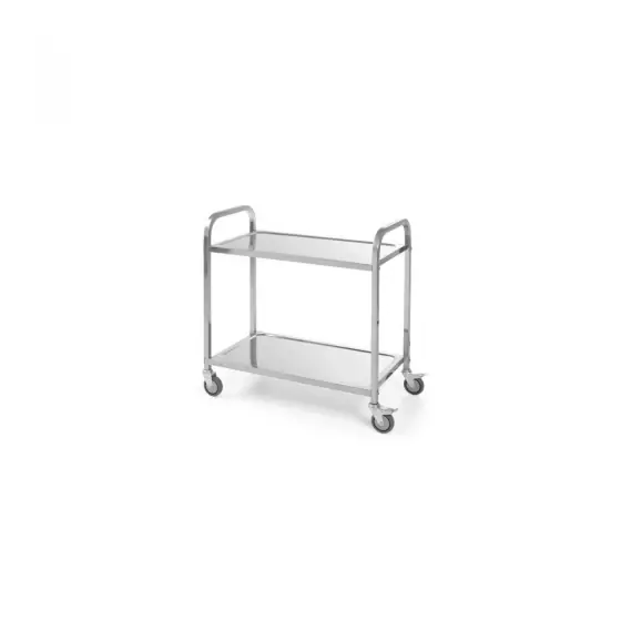 Carucior servire din inox cu 2 rafturi, Revolution, sarcina un raft 50 kg, 4 roti pivotante, dimensiuni 800X450X(H)900 mm Plată sigură