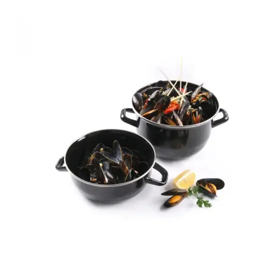 Preț promoțional Oala emailata cu capac pentru scoici 3 Lit ,21 cm diametru x13/20 cm inaltime Hendi