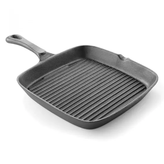 Tigaie profesionala grill din fonta, Hendi, 230x230x370x(H)25 mm Cel mai bun preț