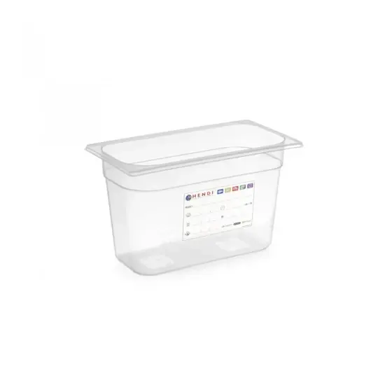 Tava Gastronorm GN 1/3, 325x176x(H)100 mm, 4 litri, cu marcaj HACCP, polipropilena, Hendi Super ofertă