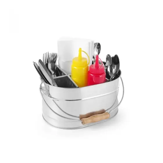 Cel mai vândut Set rustic tacamuri si servetele, Hendi, tip galeata, 245x167x(H)132, otel galvanizat