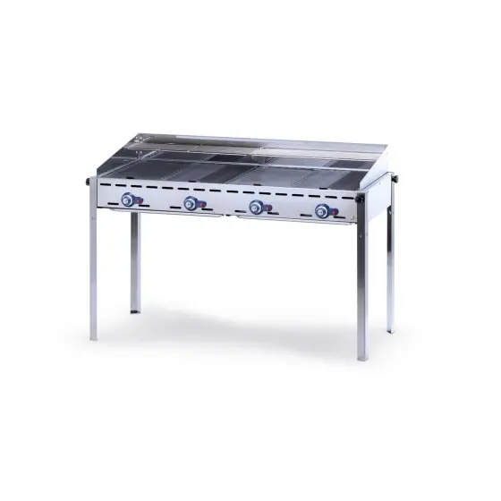 Reduceri Grill barbecue - Hendi Green Fire - 4 arzatoare - alimentare gaz - pe suport cu roti
