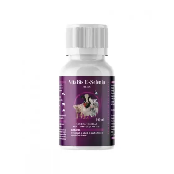 Livrare rapidă Complex de vitamine VitaBis E-Seleniu, 100 ml, BistriVet, pentru pasari, iepuri, vaci, vitei, caprine, ovine si porci