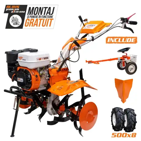 Motosapatoare RURIS 731ACC2 cu roti cauciuc 5.00-8, rarita si accesoriu tractat Ieftin
